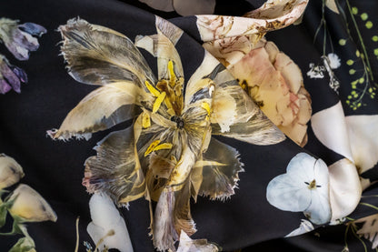 Petals in the Night Silk Scarf