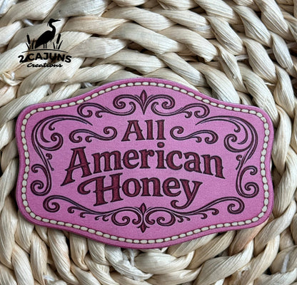 All American Honey UV Printed Hat Patch - 4 Colors Available