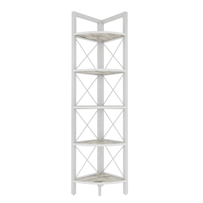 Remo 63 inch Tall Industrial Corner Bookcase with Metal Frame