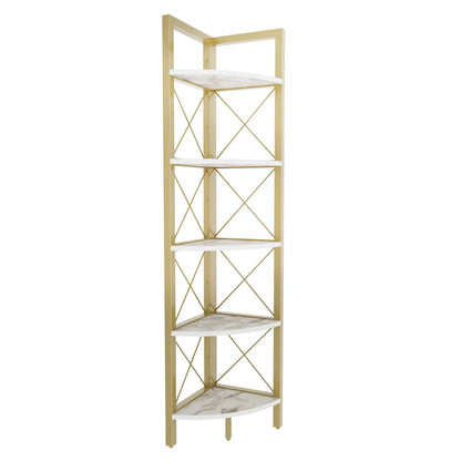 Remo 63 inch Tall Industrial Corner Bookcase with Metal Frame