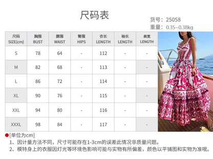 Elegant Summer Bohemian Sling Print Sleeveless A-line Long Dress