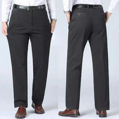 Summer Thin Cotton Men's Pants High Waist Straight Loose