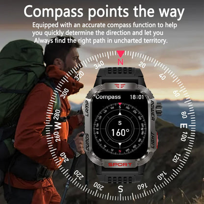 Military GPS Smart Watch Men Flashlight Compass Waterproof Outdoor Sport Tracker Bluetooth Call Smartwatch