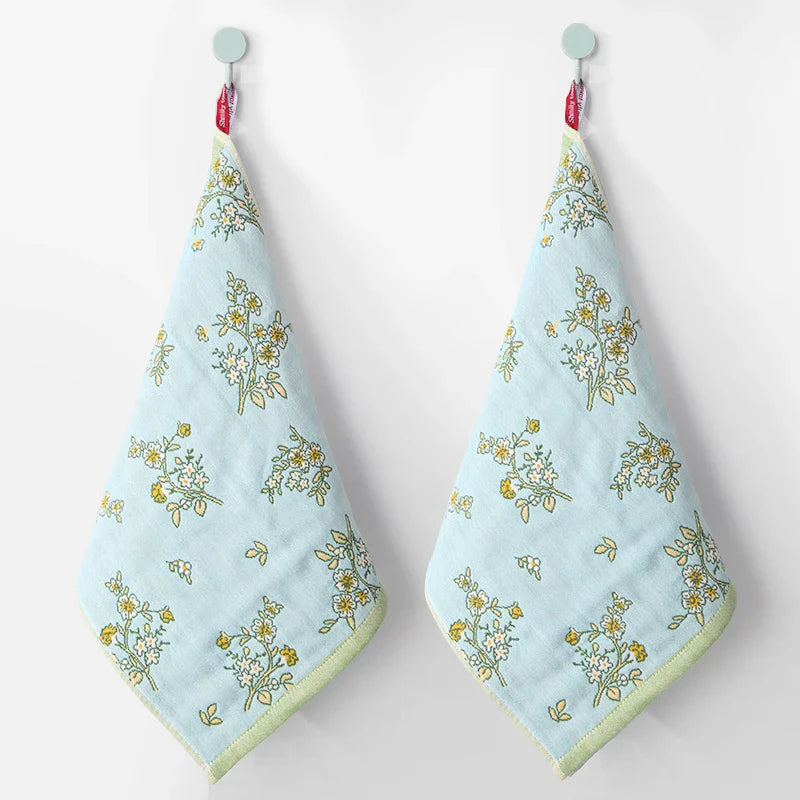 Vintage Pure Cotton Gauze Hand Towel, Small Hangable Towel, Absorbent and Lint-Free