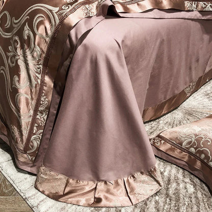 Soft Satin Jacquard Cotton Bedding Set, Luxury Duvet Cover, Blue, Gold, Gray, Queen, King Bed Sheet, Pillowcases, Home Textiles