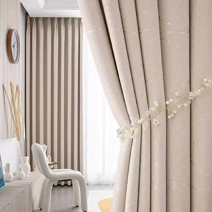 Customized Lightning Jacquard Thickened Chenille Blackout Curtains for Living Room Bedroom French Window