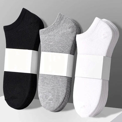 10/5pcs Pairs Low Cut Ankle Breathable Men/Women Socks Solid Color Black White Grey