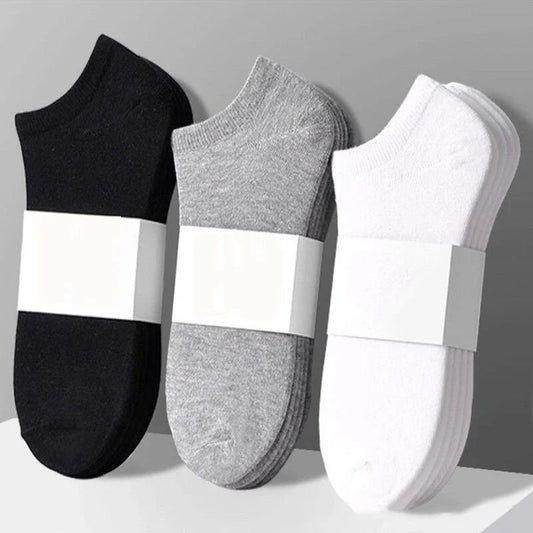 10/5pcs Pairs Low Cut Ankle Breathable Men/Women Socks Solid Color Black White Grey