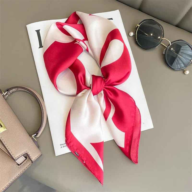 Luxury Brand Silk Satin Square Plaid Scarf
