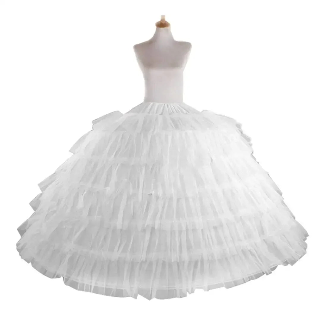 Women 6 Hoop 6 Layered Petticoat White A-line Floor-Length Underskirt for Bridal Wedding Dress Ball Gown