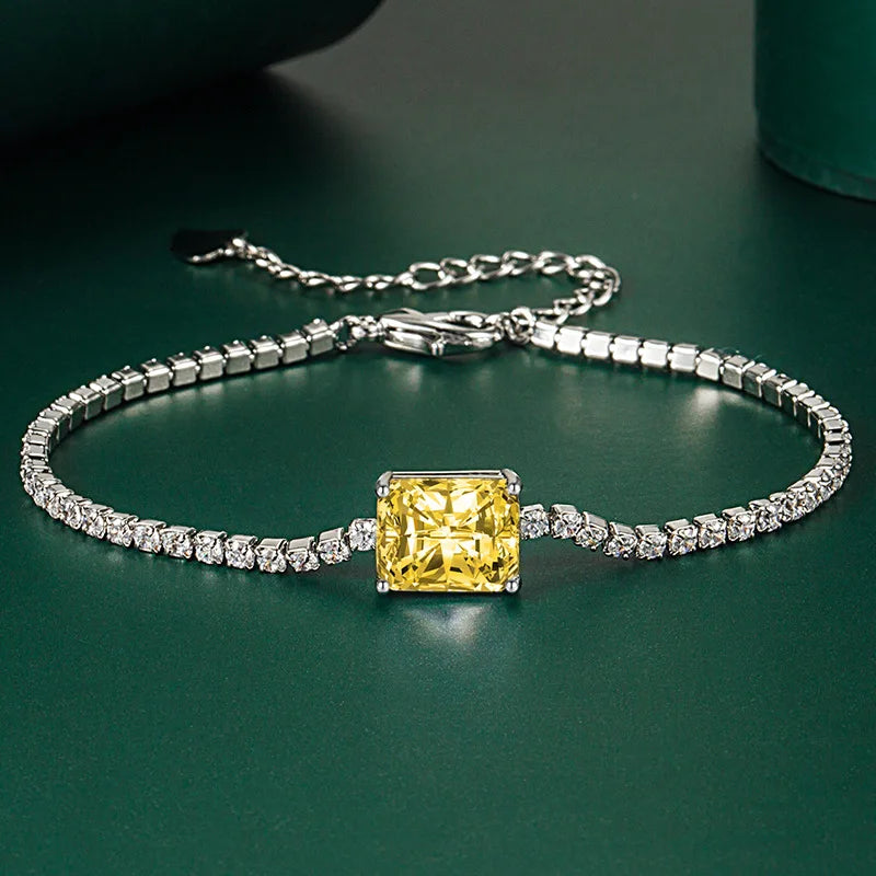 Moissanite Tennis Bracelets for Women Luxury Wedding Engagement Jewelry 925 Sterling Silver Bangles Plated 18K white gold