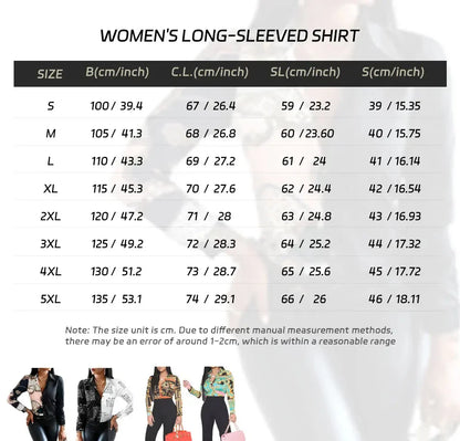 Elegant Printed Pattern Button Long Sleeve Women's Shirts