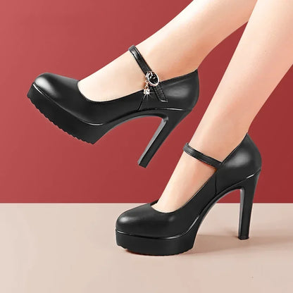 Genuine Leather Platform Pumps Shoe