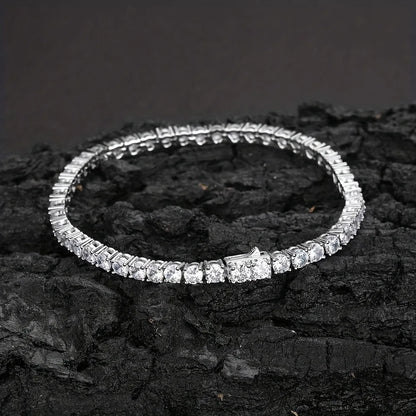 Real Moissanite Tennis Bracelets for Women Man 925 Sterling Silver Plated