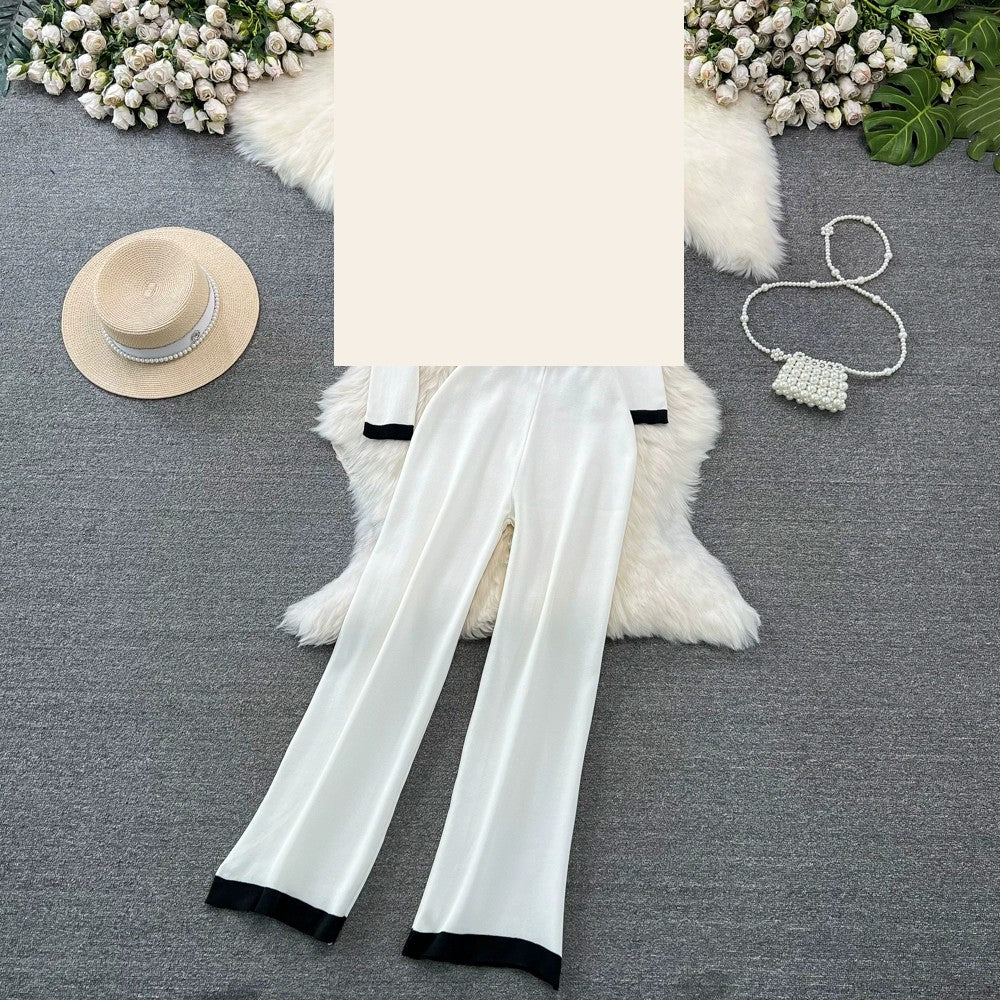 Fashion Suit K-style Long Sleeves Knitting Cardigan Vest Loose Pants Three-Piece Set