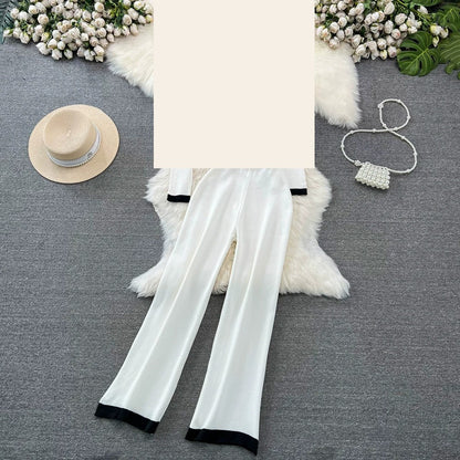 Fashion Suit K-style Long Sleeves Knitting Cardigan Vest Loose Pants Three-Piece Set