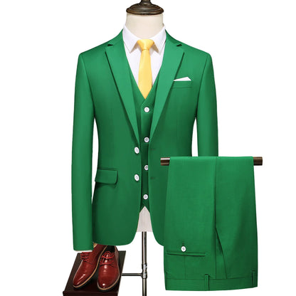 Men's 3 Piece Suit, Jacket Vest Trousers, Slim Fit Blazer Waistcoat Pants