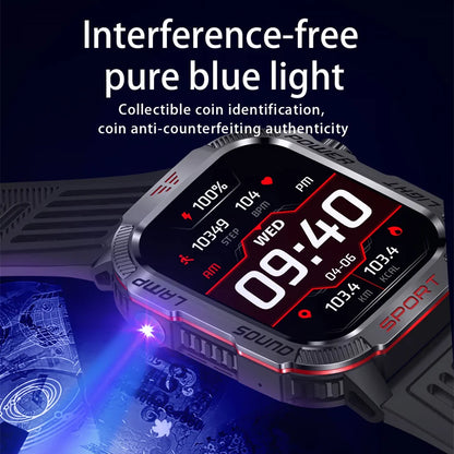 Men Military GPS Smart Watch Flashlight Compass Waterproof Outdoor Sport Tracker Bluetooth
