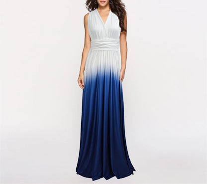 Multicolor Color Maxi Dress for Women Wrap Convertible Cross Bandage Sexy Backless