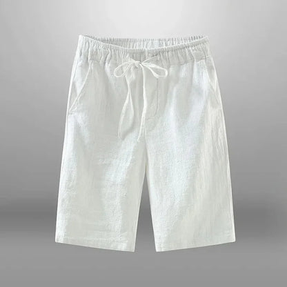 Men Cotton Linen Casual Breathable Beach Shorts