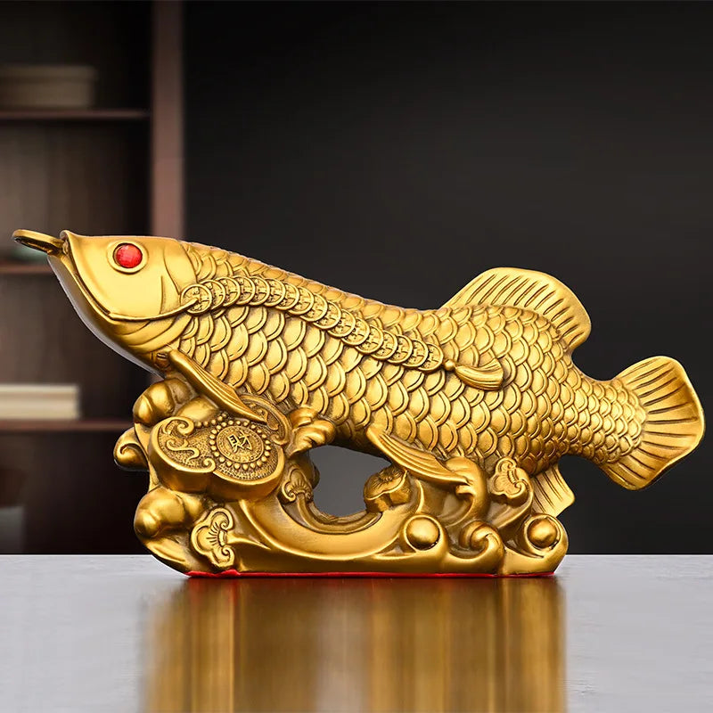 Solid Brass Fish Ornament  Wealth Home Office Decor