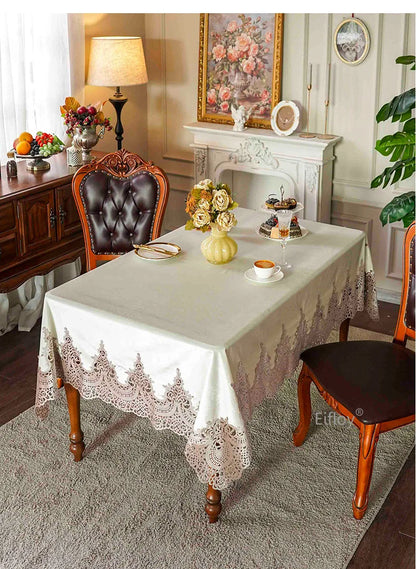 EIFLOY-Italian Velvet Tablecloth Rectangle, Luxury Lace Table Cover, Soft Dining Table Cloth, European, Party Table Decoration
