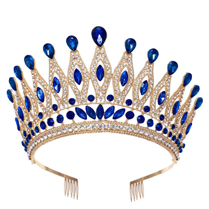 Baroque Large Crystal Crows Tiaras Diadem Comb For Bridal Wedding Party