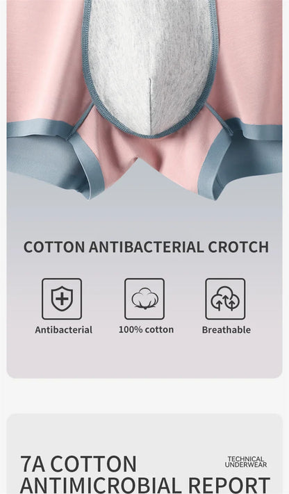 3Pcs 100% Cotton Silk Crotch Men's Antibacterial Boxers