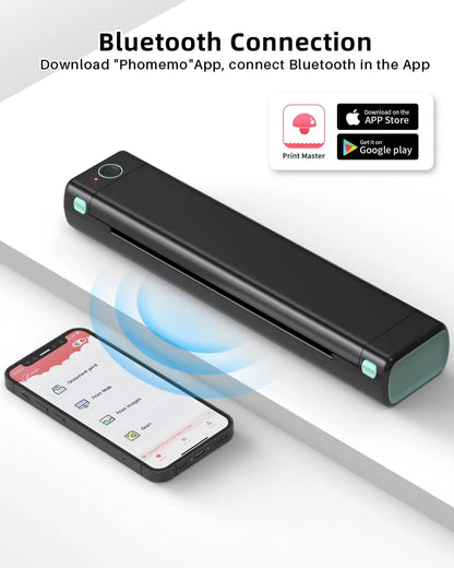 M08F Portable Phone Travel Home Wireless Thermal Printer Bluetooth Use A4 Mobile Printer for Laptops Inkless