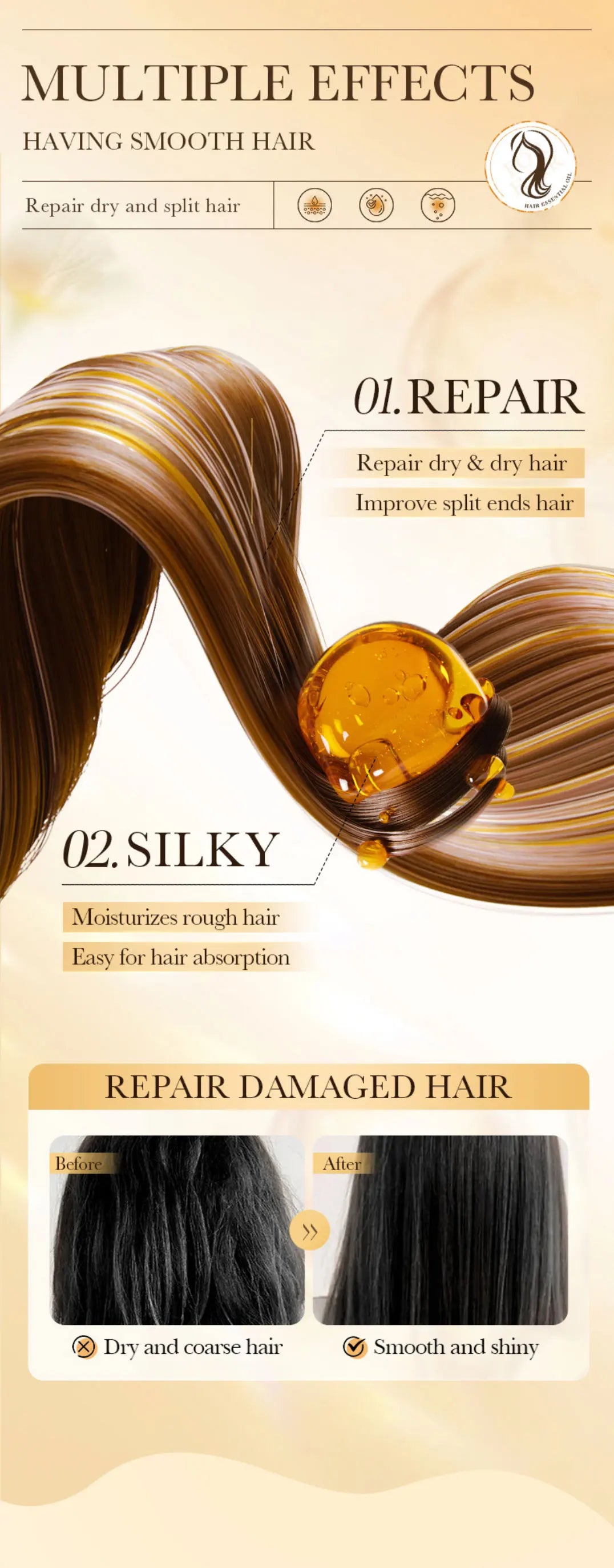 500ml Rice Conditioner Deeply Repairs Damaged Hair, Controls Oil Moisturizes, Leaves Hair Volumizing, Smooth, Shiny, And Elastic