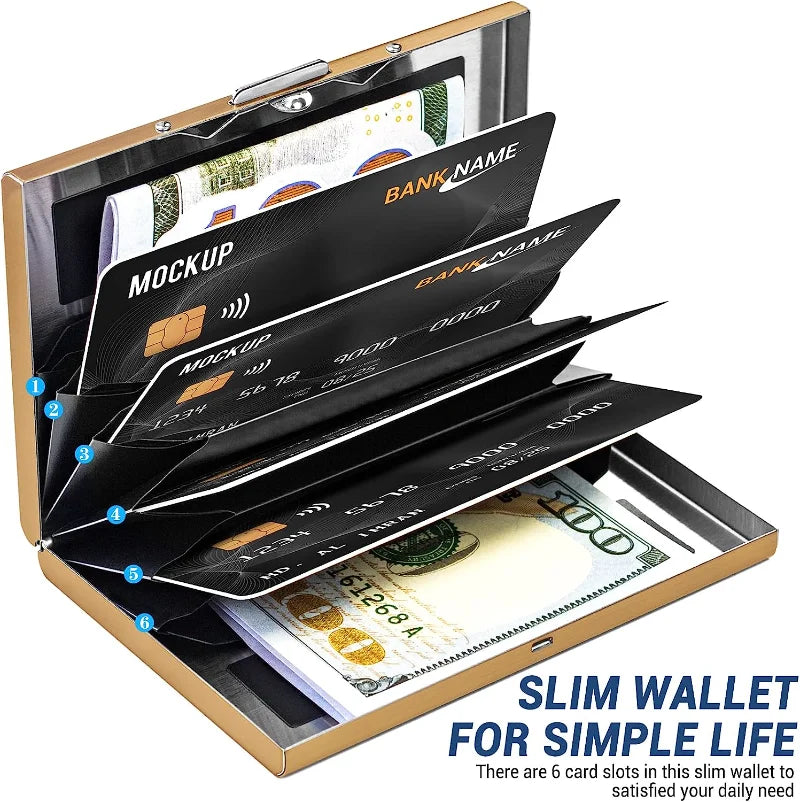 Large Capacity Anti-Scan RFID Wallet, Slim Blocking Card Protection