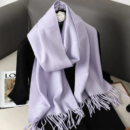 Color Solid Women Winter Scarf Warm Thicken Cashmere Shawl