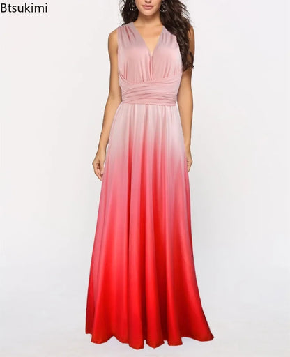 Multicolor Color Maxi Dress for Women Wrap Convertible Cross Bandage Sexy Backless