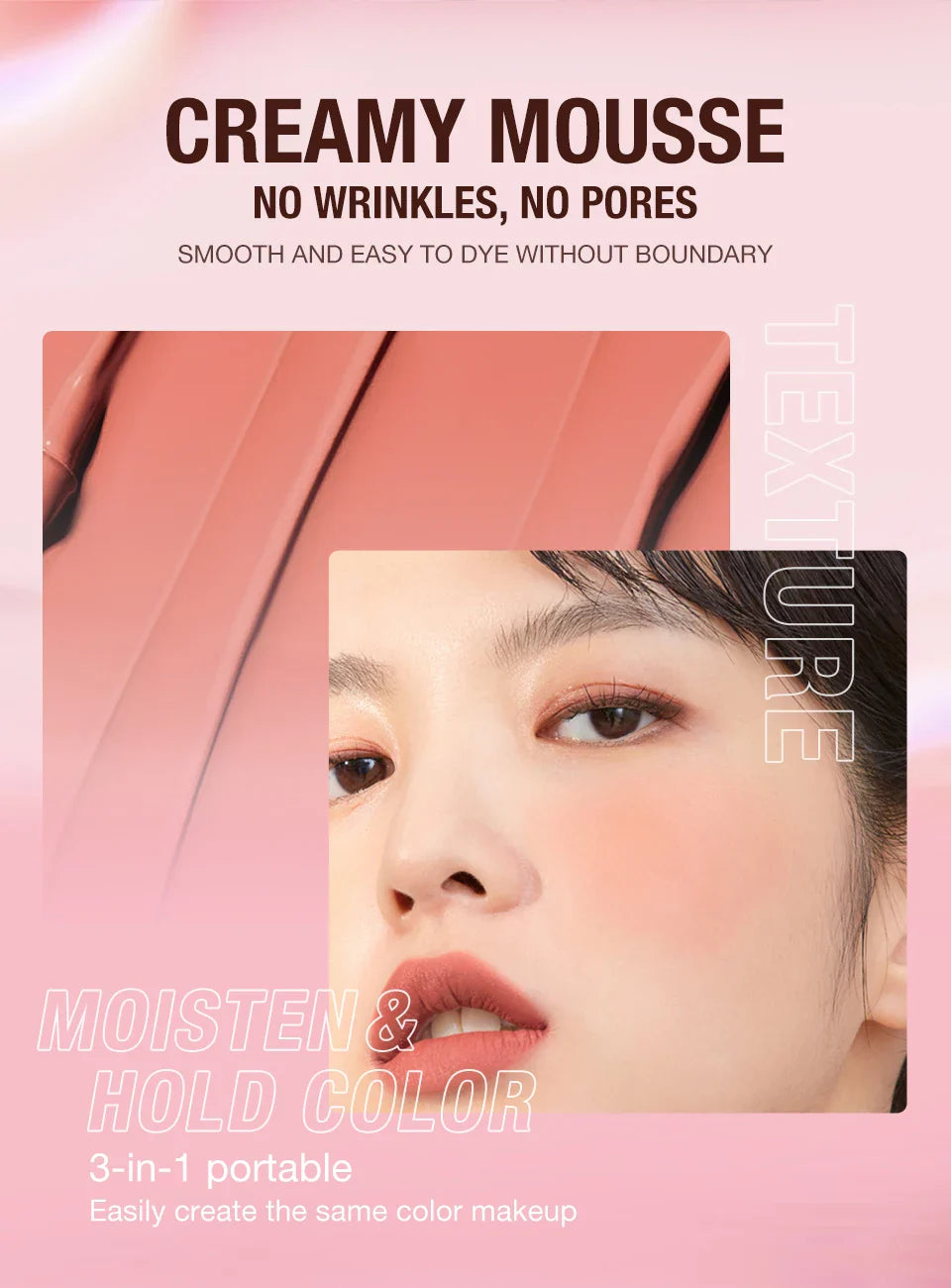 Lipstick Blush Stick 3-in-1 Eyes Cheek and Lip Tint Waterproof Lightweight Cream