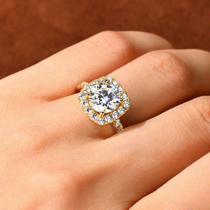 Lnngy 8mm 2ct Moissanite Halo Ring Certified 925 Sterling Silver Engagement Rings For Women Girls Wedding Party Jewelry Gift