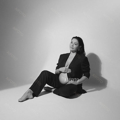 Maternity Photoshoot Suit Lace Up Long Sleeve Blazer