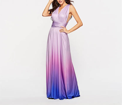 Multicolor Color Maxi Dress for Women Wrap Convertible Cross Bandage Sexy Backless