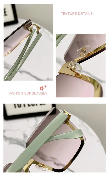 European & American Style Half-frame Metal Anti-UV Slip Sunglasses