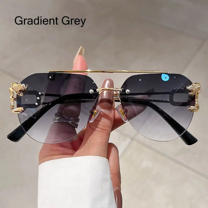 Cheetah Sun Glasses Shades Double Bridge Gradient UV400 Eyewear