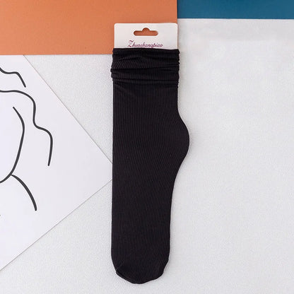 Multicolor Solid Color Ice Silk Velvet Mid Tube Women summer Socks Soft Thin