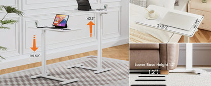 Mobile Standing Desk Table with Hidden Wheels Adjustable Height