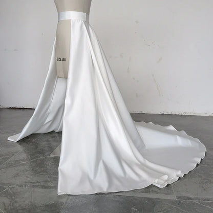 Satin Bridal Detachable Long Train Wedding Removable Skirt for Dresses