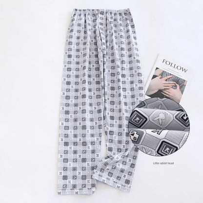 Men Pure Cotton Spring and Summer Pajama Pants