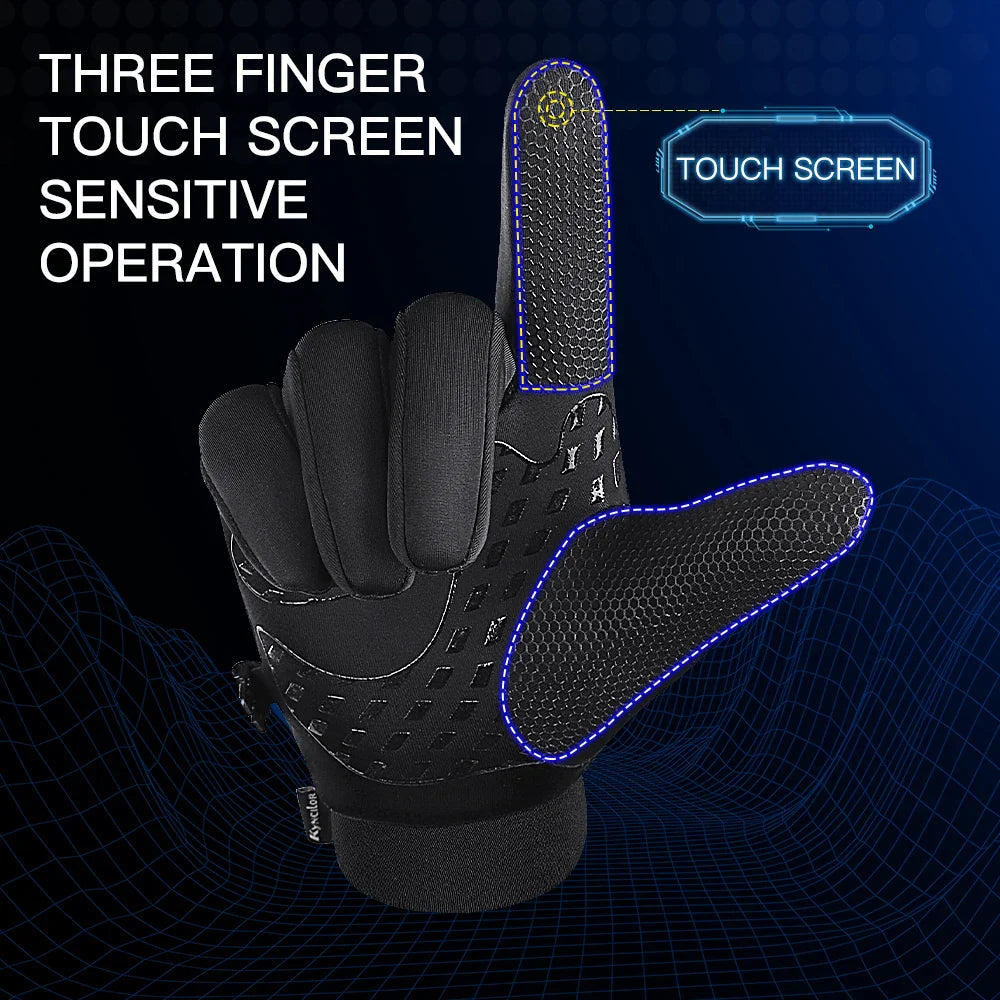 Men Winter Gloves Sports Bike Snow Bicycle Gloves Touchscreen Windproof Silicone Waterproof