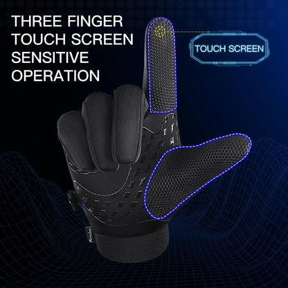 Men Winter Gloves Sports Bike Snow Bicycle Gloves Touchscreen Windproof Silicone Waterproof