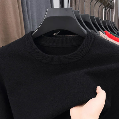 Men's Casual Sweater Round Neck Long Sleeve Knitted Sweater Diamond Pattern