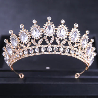 Gold Color Luxury Crystal Wedding Tiaras Crowns Party Rhinestone Prom Bridal Diadem Crown Tiara Hair Jewelry