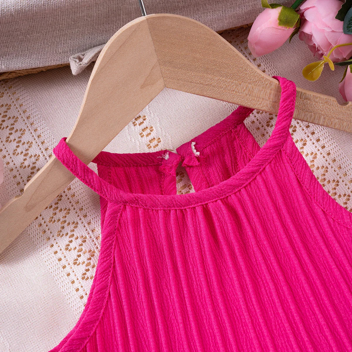 Summer Fashion Sleeveless Ruffle Tank Top & Shorts Solid Two-Piece Outfit Toddler Girl Set