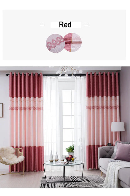 Dreamwood-Jacquard Polyester Curtain, Embroidered Double Craft Curtains, Striped Blackout, Bedroom, Living Room, New Luxury