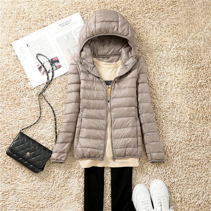 Women Ultra Lightweight Travel Packable Hooded Down Coats Plus Size 5XL 6XL 7XL